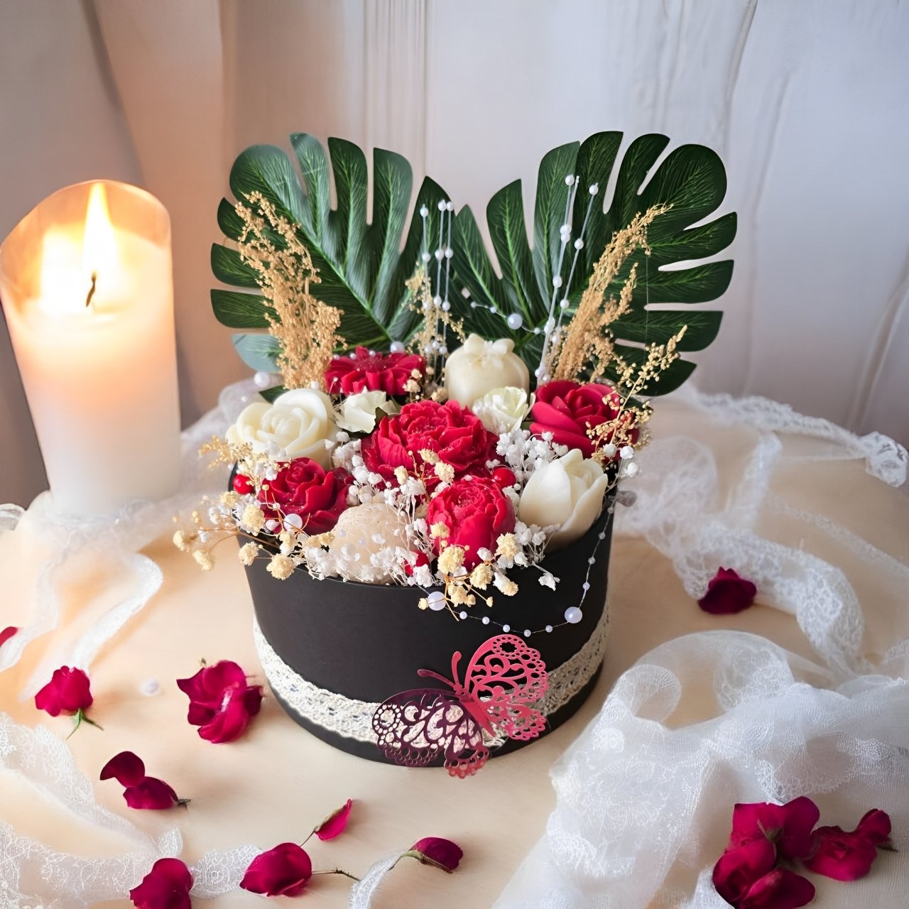Cadeau parfumé fleurs cire